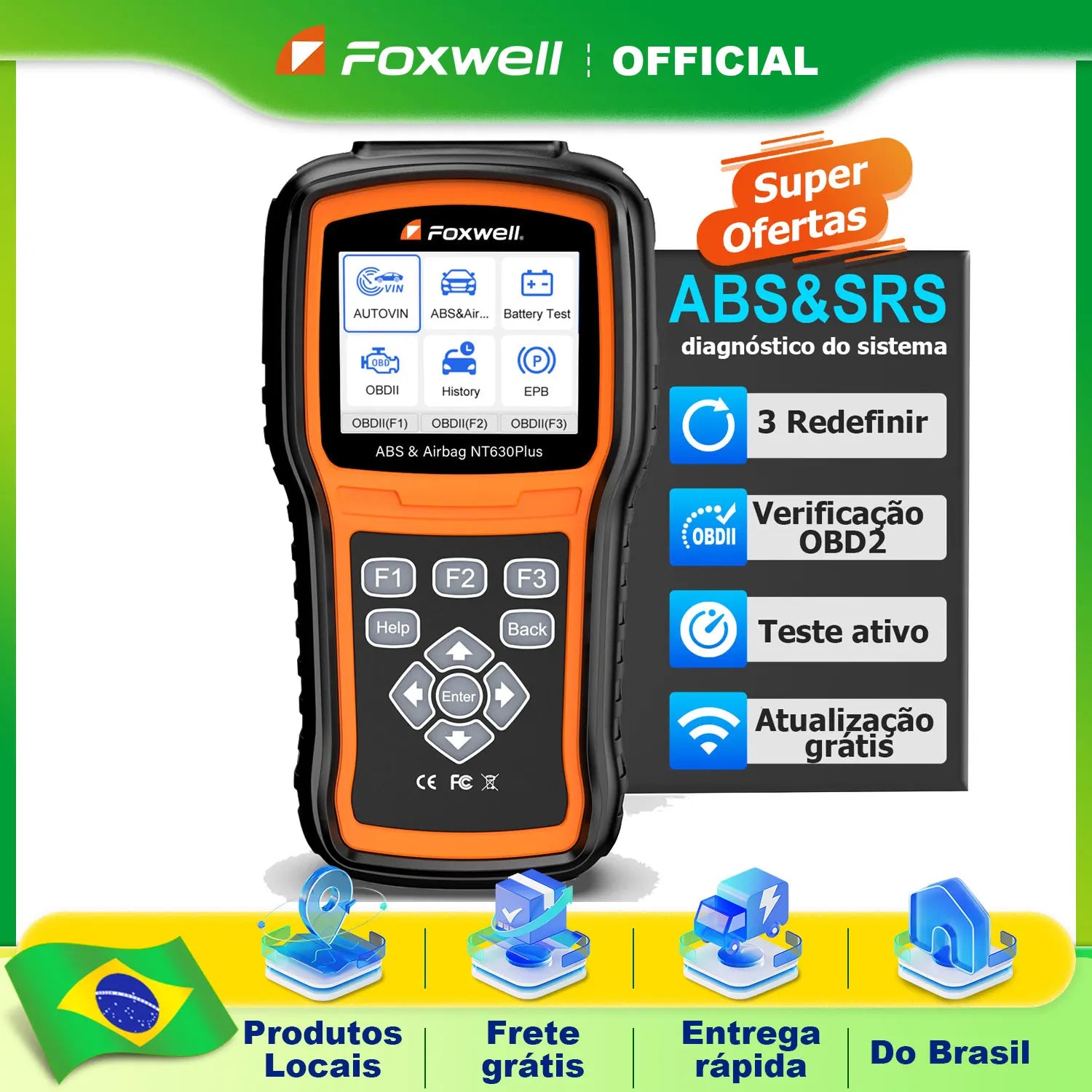 FOXWELL NT630 Plus OBD2 Automotive Scanner Engine ABS SRS EPB OIL SAS Calibration Code Reader ODB OBD2 Auto Car Diagnostic Tool