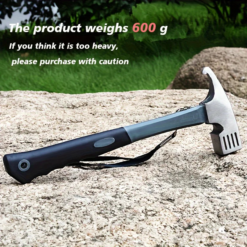 Camping Hammer: Heavy-Duty Multifunctional Steel Hammer with Tent Stake Remover & Holding Strap!Outdoor Camping