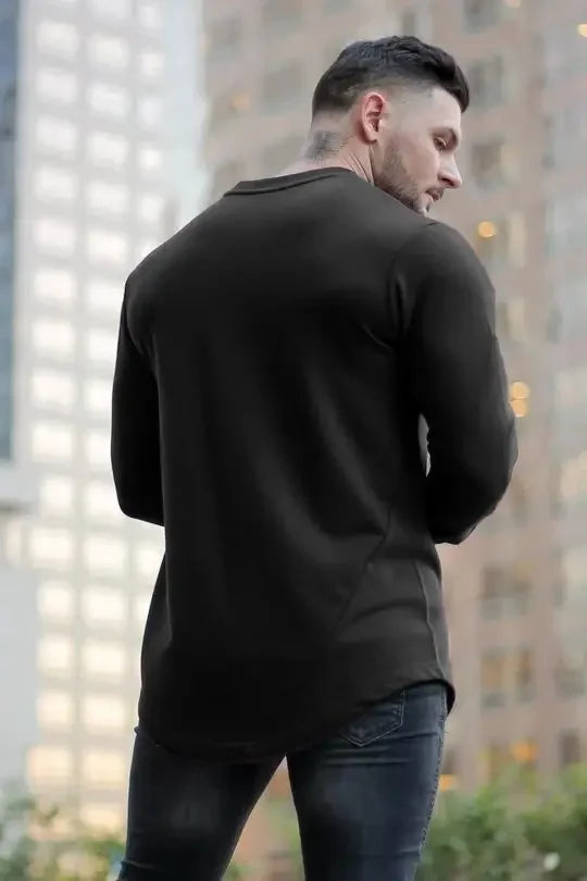 Tops Slim Fit Gym Tight T Shirts for Men Smooth Male Clothes Aesthetic Running Fashion Trends 2025 Casual Long Sleeve Bulk Emo A