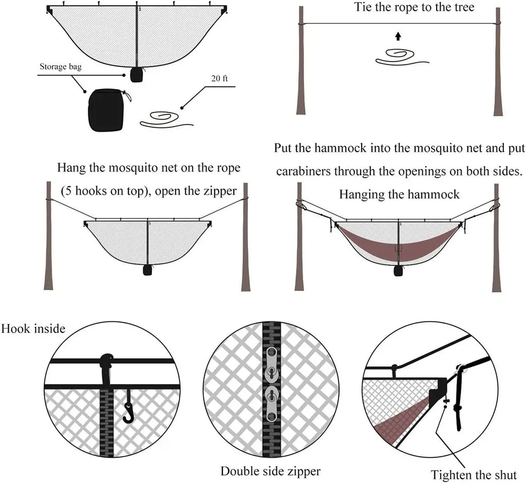 Camping Equipments Outdoor Garden Furniture And Terrace Anti  Window Hammock Mosquito Net Silky Tent For Double Bed Travel Nets
