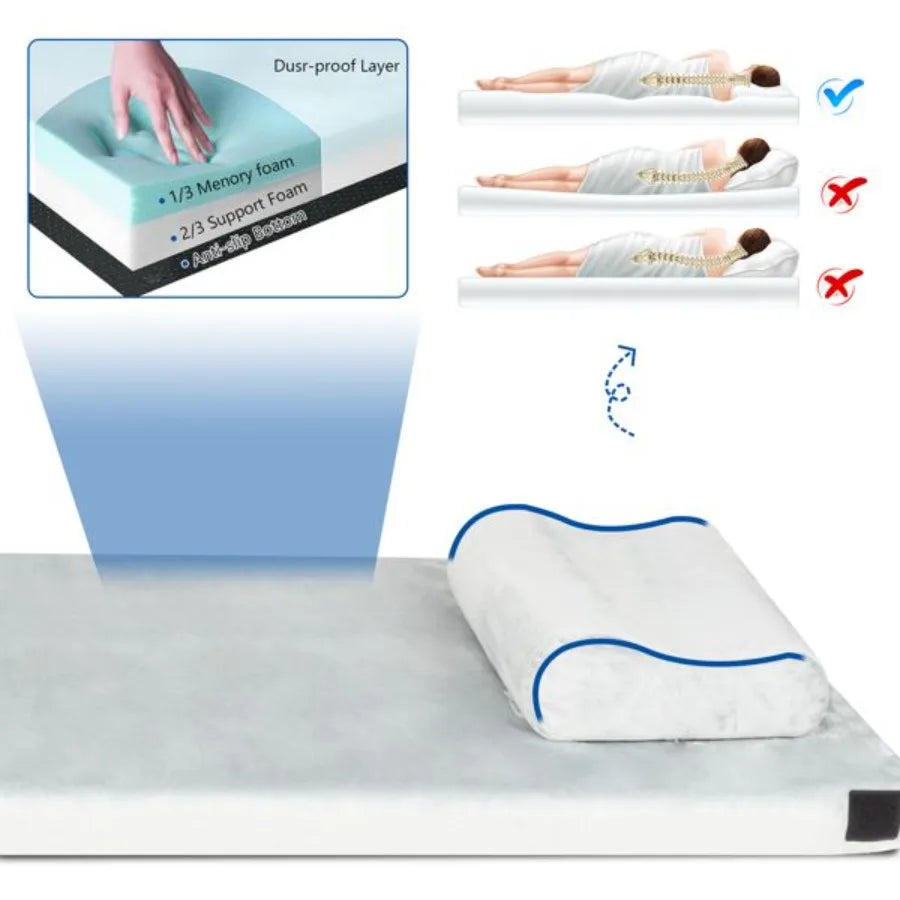 75D x 25W x 3H Memory Foam Camping Mattress