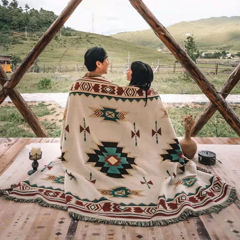 Ethnic Bohemian Mexico Blankets Outdoor Beach Picnic Blanket Striped Boho Linen Bed Blankets Plaid Sofa Mats Travel Rug Tassels