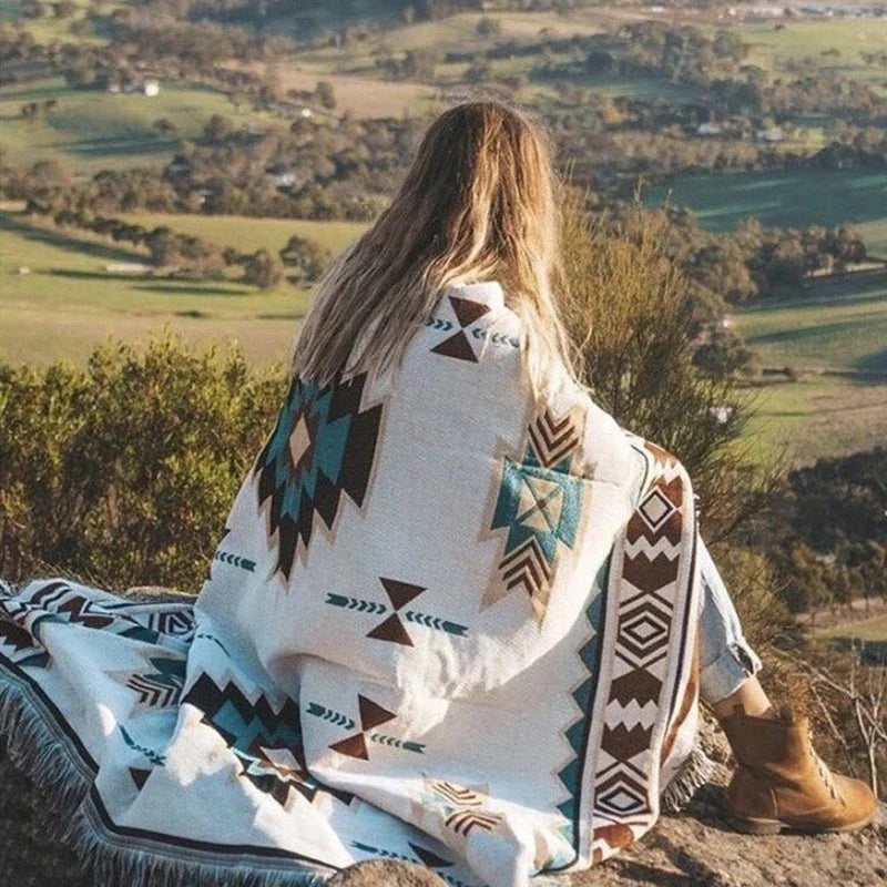 Ethnic Bohemian Mexico Blankets Outdoor Beach Picnic Blanket Striped Boho Linen Bed Blankets Plaid Sofa Mats Travel Rug Tassels