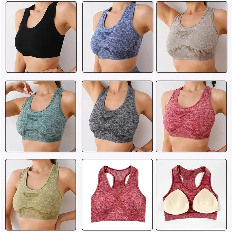 Women Sports Bra Top Push Up Fitness Yoga Bra Underwear Sport Tops For Women Breathable Running Vest Gym Wear