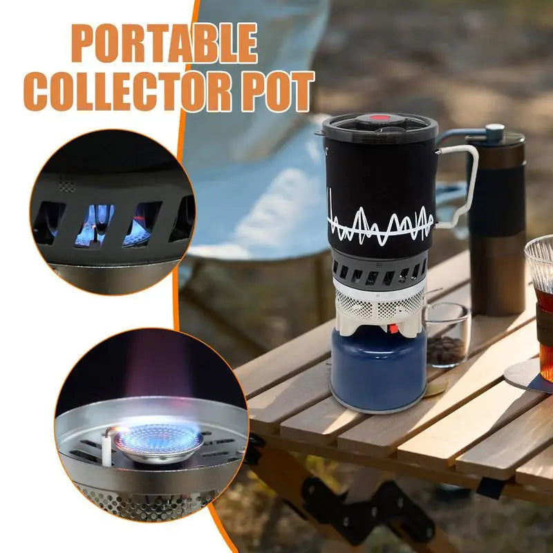 Camping Stove Outdoor Hiking Cooking System With Stove Heat Exchanger Pot Bowl Portable Gas Burner Hiking Stove Picnic Cookware
