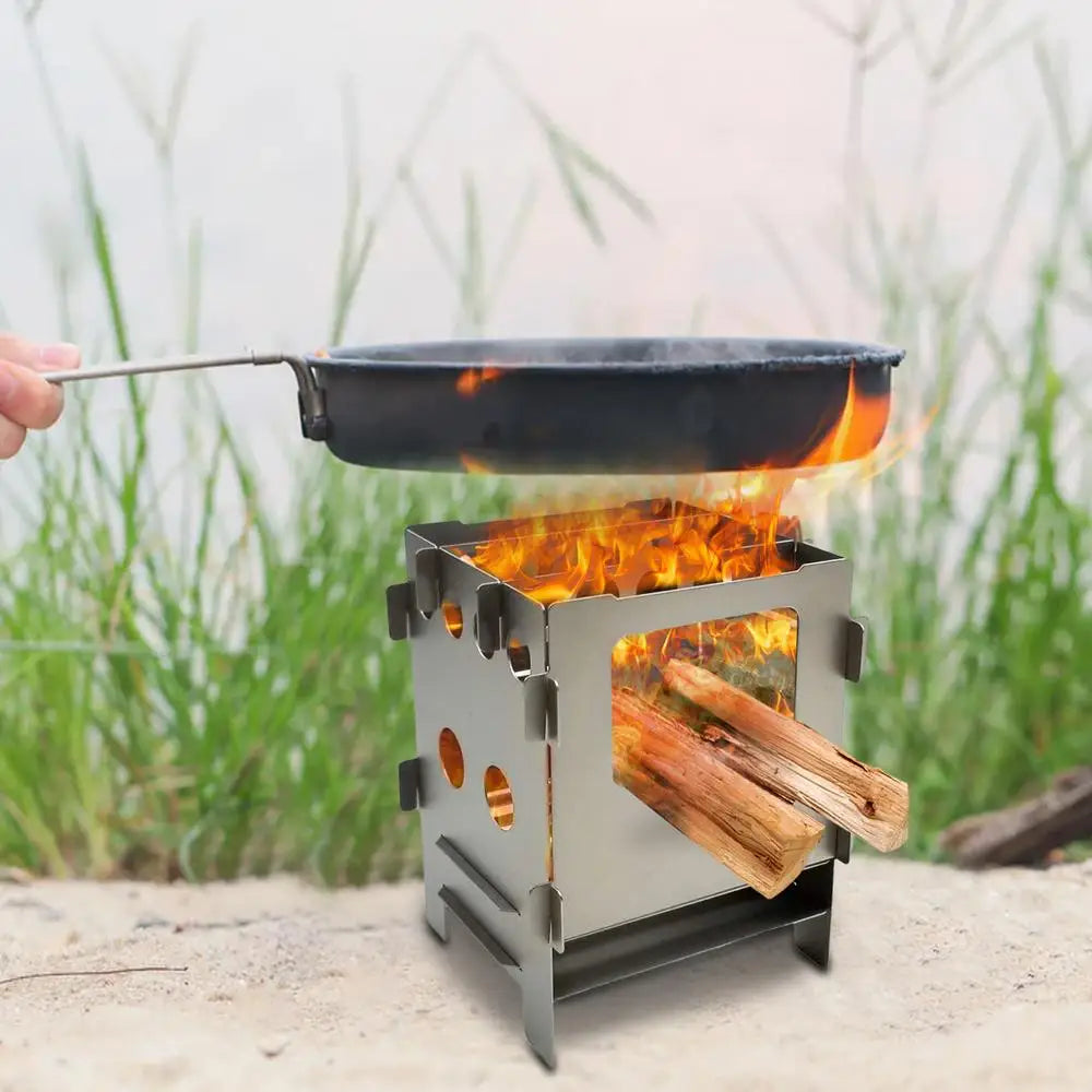 Camping Fire Pit Portable Campfire Grill And Stove Burner Compact Design Camping Stove Heat Resistant Outdoor Camping Grill Easy