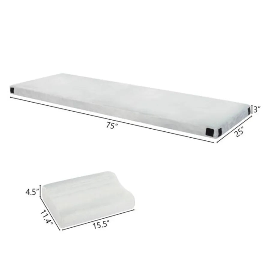 75D x 25W x 3H Memory Foam Camping Mattress