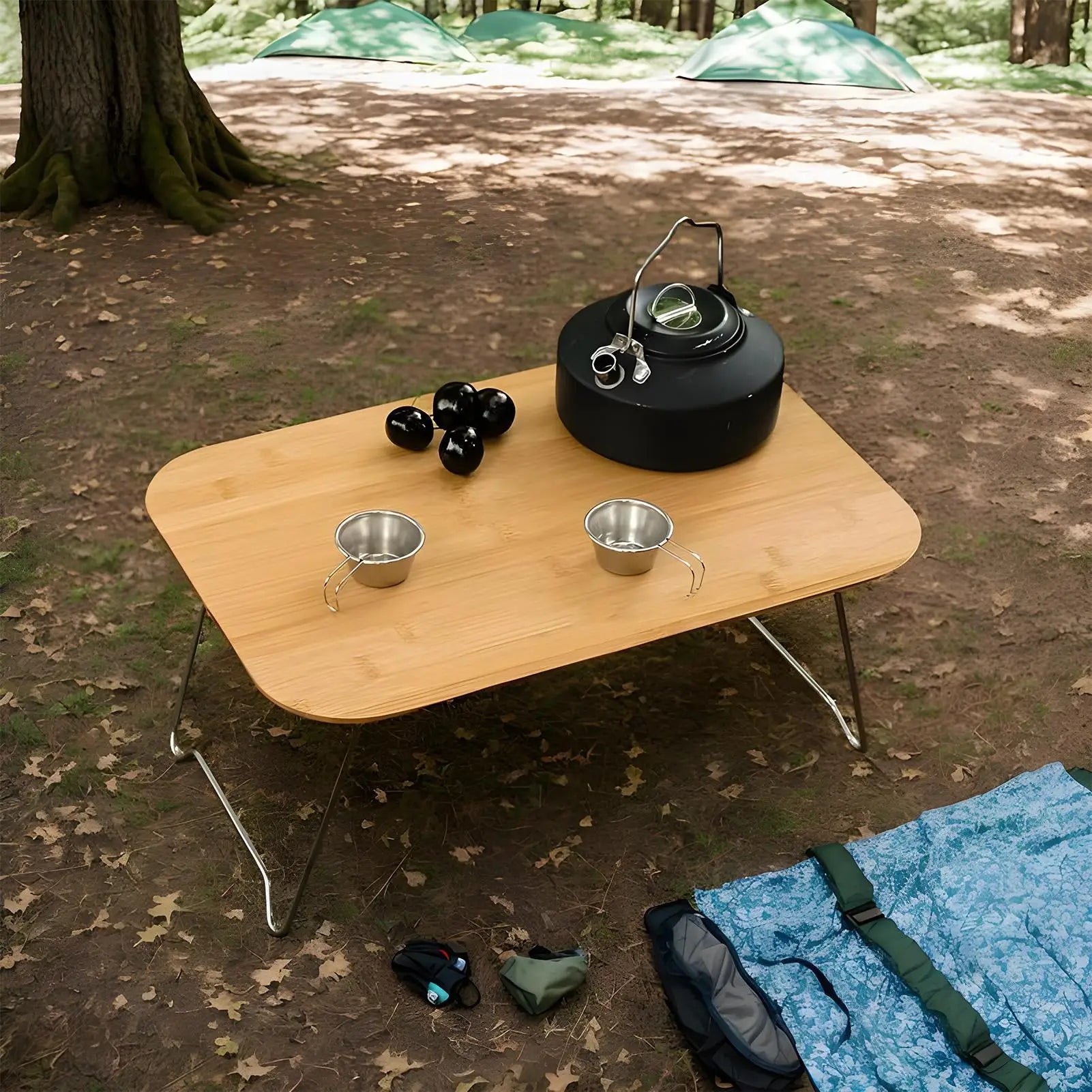 Folding picnic Table  camping picnic bamboo and wood table car mounted single table For Car Travel Outside Camping