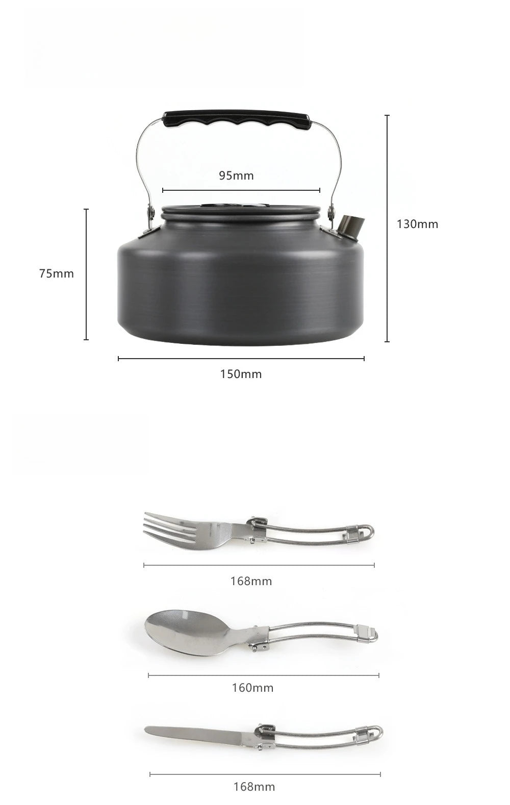 New Outdoor Cookware, Camping Pot and Teapot Set, Camping Pot and Kettle Set Camping Equipment Outdoor Accessories