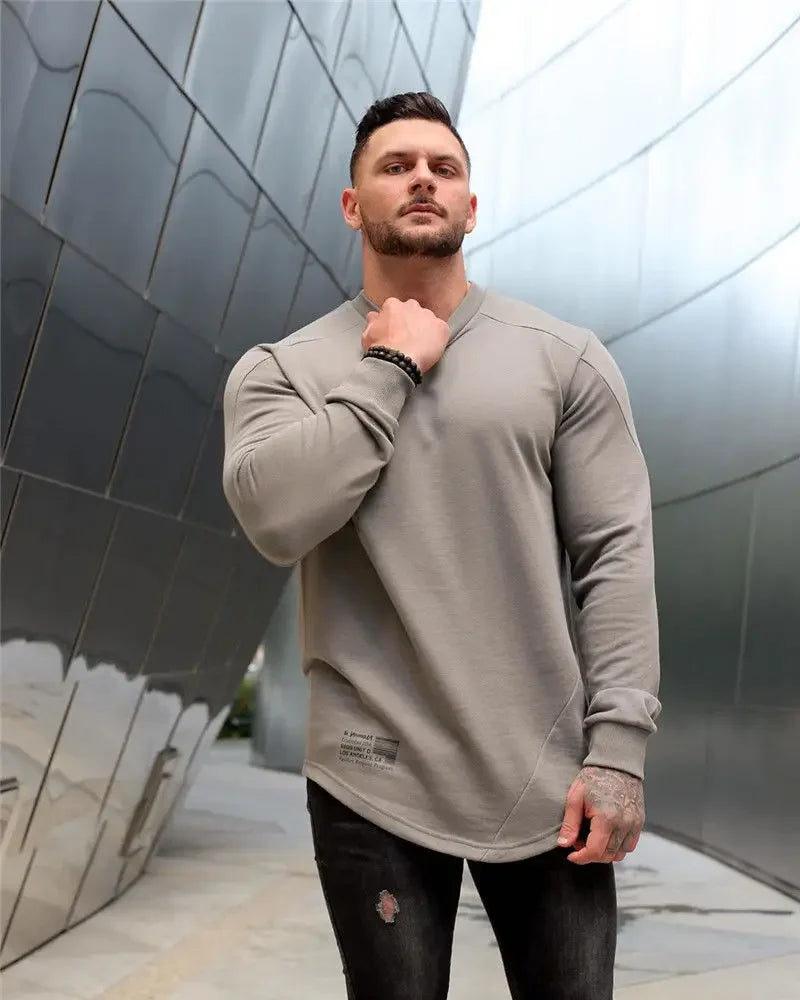 Tops Slim Fit Gym Tight T Shirts for Men Smooth Male Clothes Aesthetic Running Fashion Trends 2025 Casual Long Sleeve Bulk Emo A