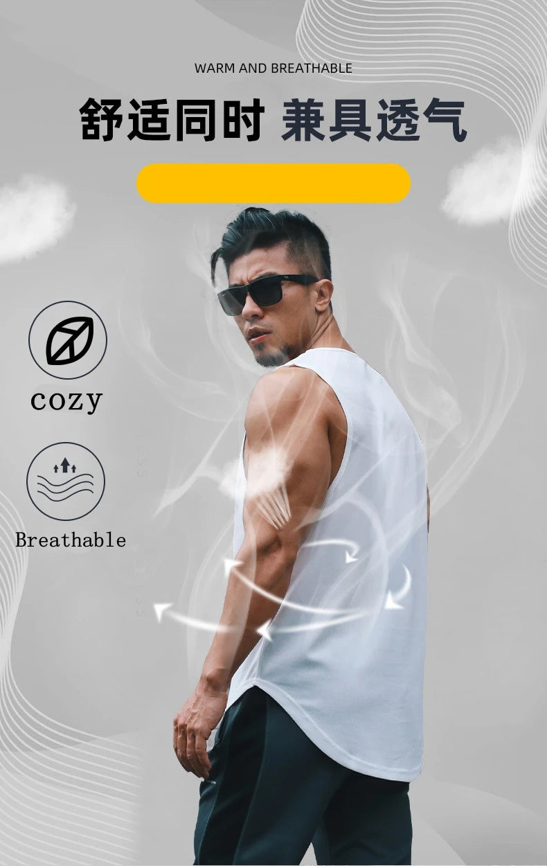 Men's Clothing Gym Quick-drying Sportswear T Shirt For Men Summer Fitness Tank Tops Male Mesh Basketball Sleeveless Shirt Vest