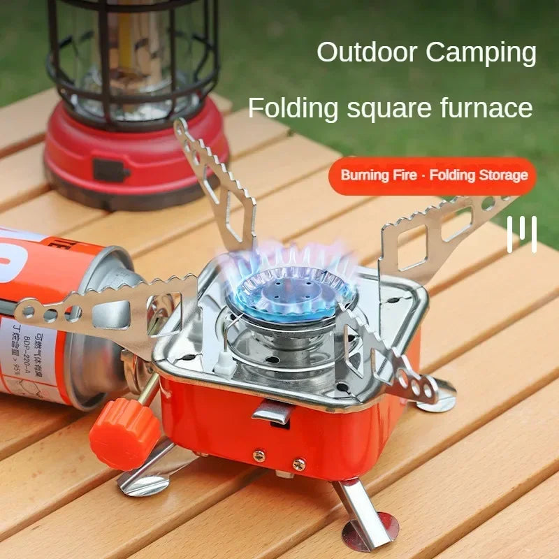 Ao ar livre mini quadrado portátil dobrável fogão a gás ultra-leve acampamento cassete fogão viagem caminhadas equipamentos