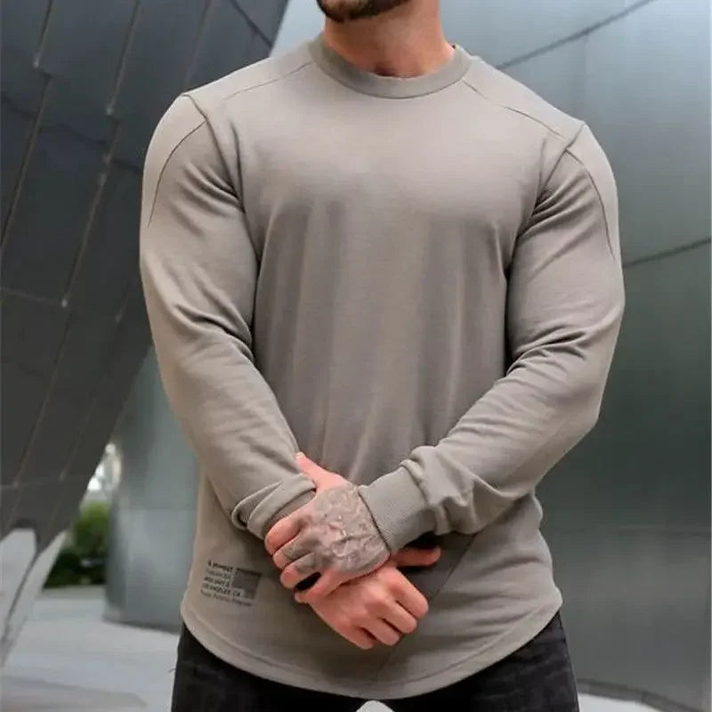 Tops Slim Fit Gym Tight T Shirts for Men Smooth Male Clothes Aesthetic Running Fashion Trends 2025 Casual Long Sleeve Bulk Emo A